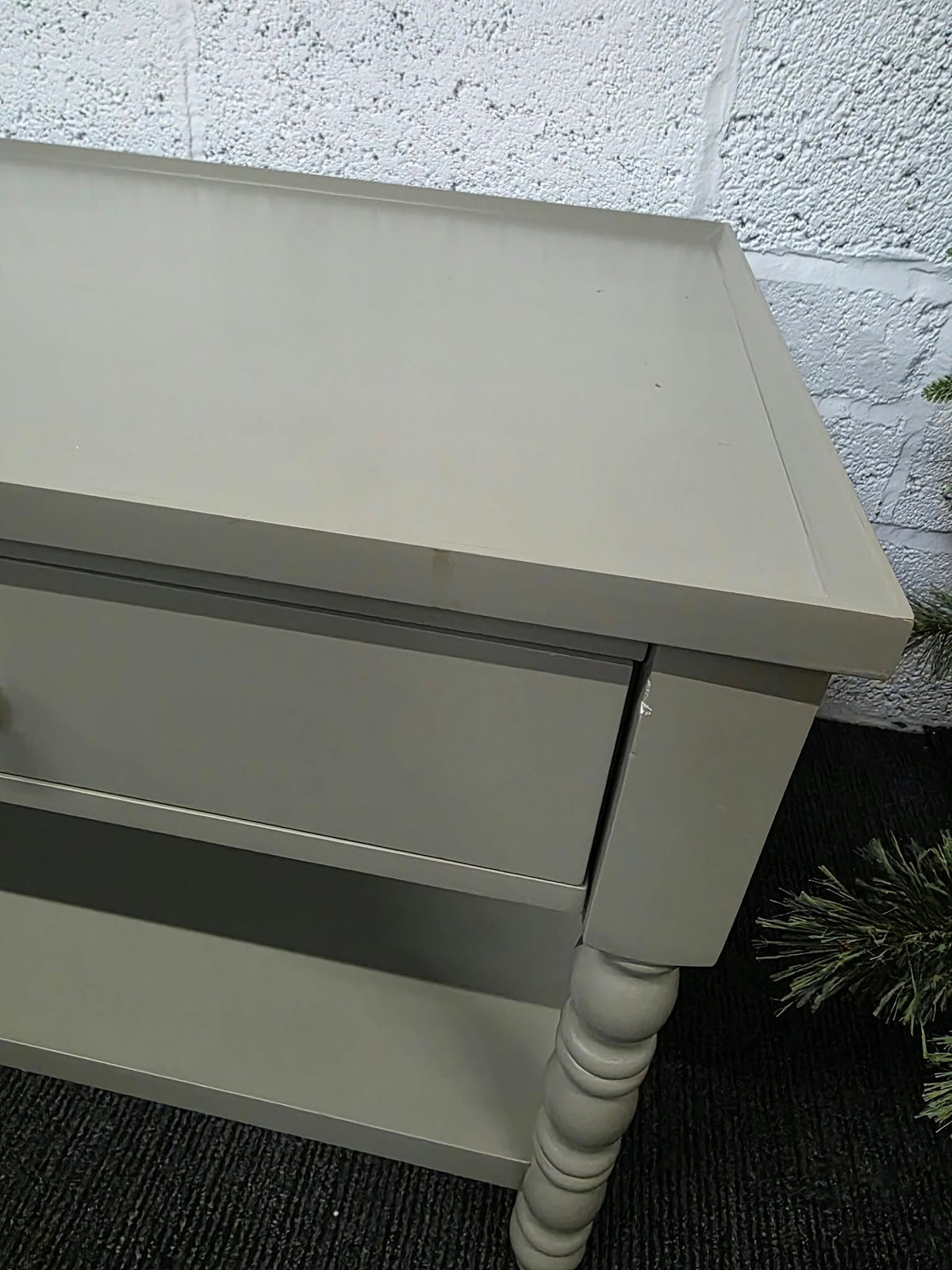 Taupe Grey Bobbin Coffee Table with 2 Drawers