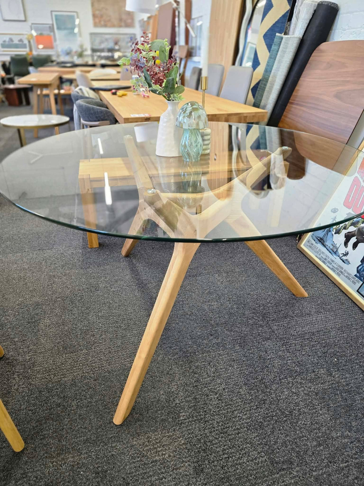 Round Glass Top Dining Table, Solid Oak Base | AM.PM La Redoute Marcielo