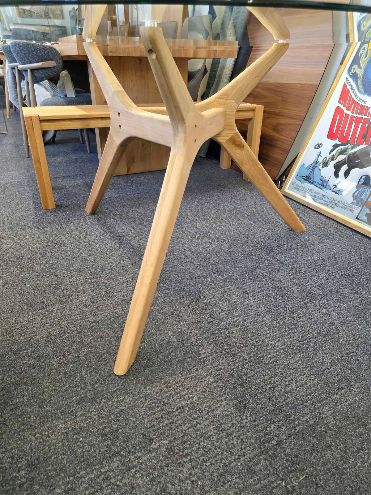 Round Glass Top Dining Table, Solid Oak Base | AM.PM La Redoute Marcielo