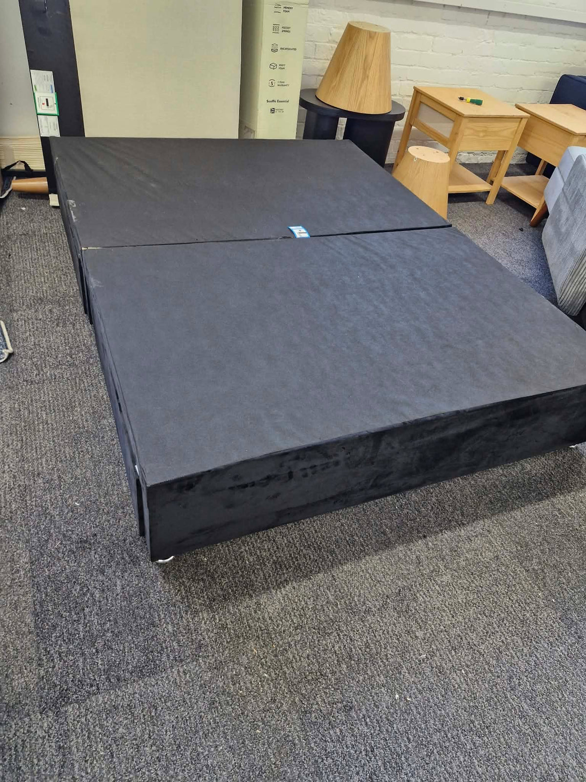 King Size Black Velvet Divan Bed Base with 2 Storage Drawers