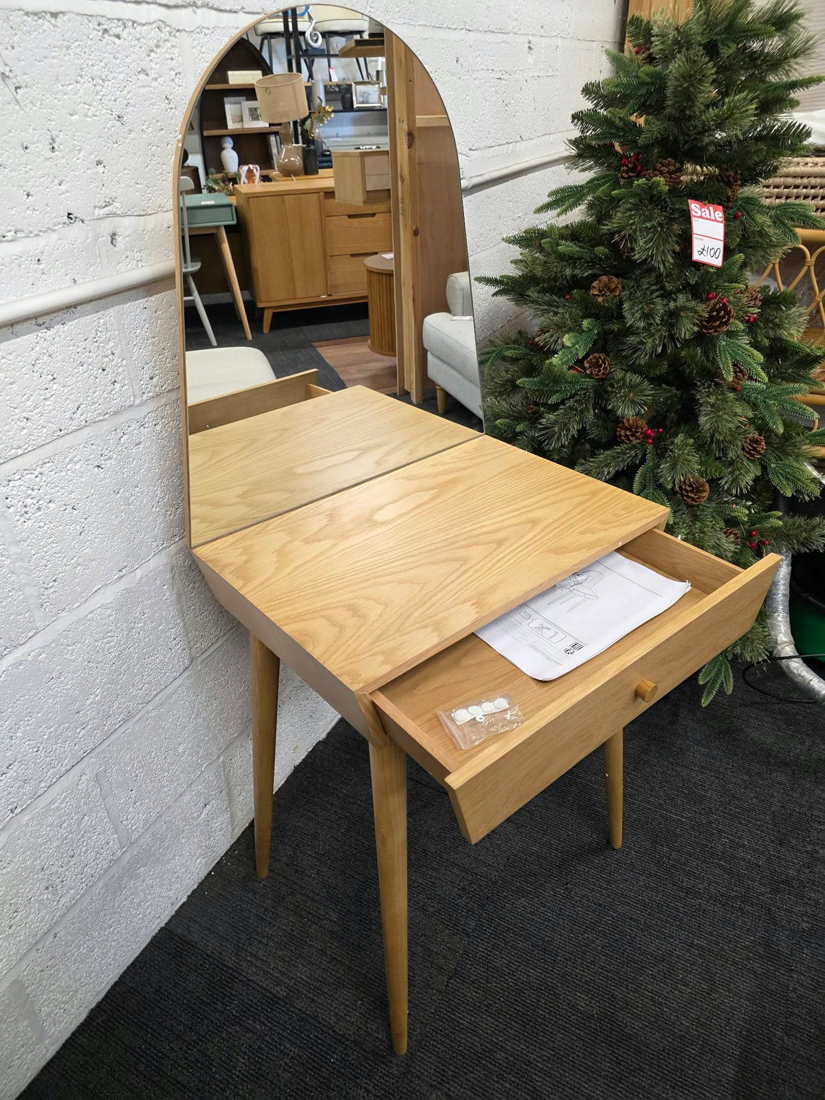 Oak Vintage Style Dressing Table with Mirror | La Redoute Clairoy