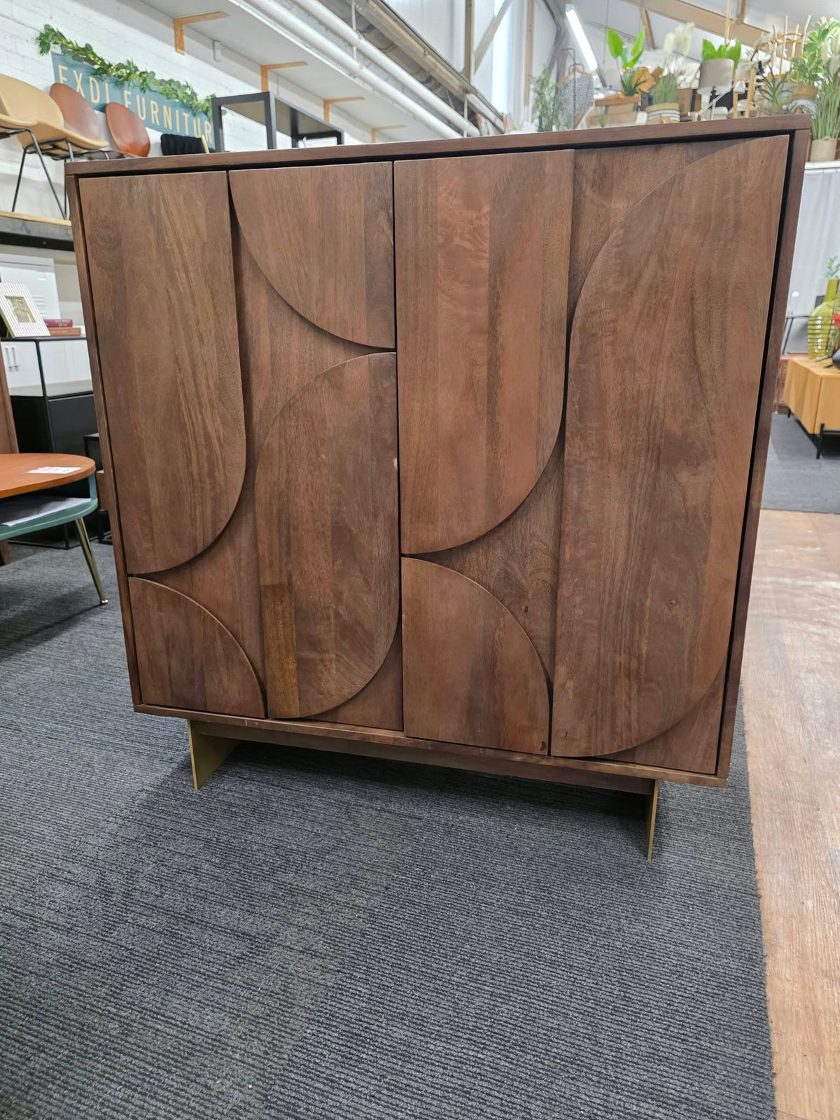 Dark Mango Wood Sculptural Cabinet with Brass Legs | Made.com Keala