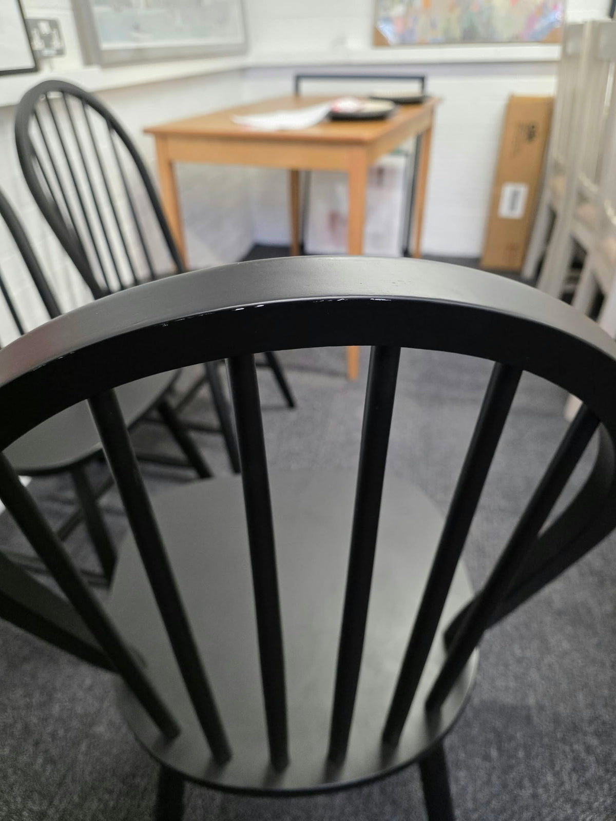 Set of 4 Black Windsor Spindle Back Wooden Dining Chairs