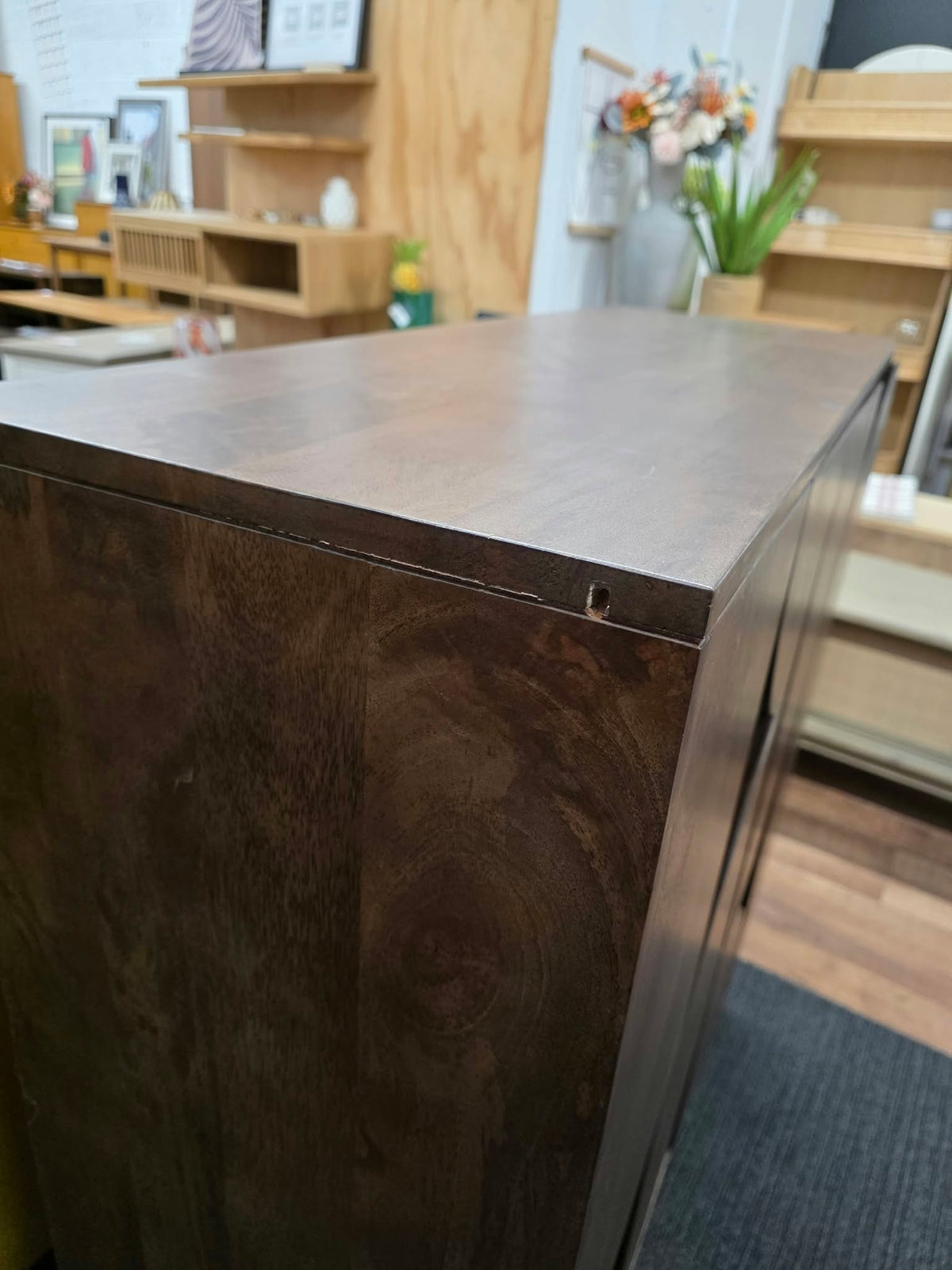 Dark Mango Wood Sculptural Cabinet with Brass Legs | Made.com Keala