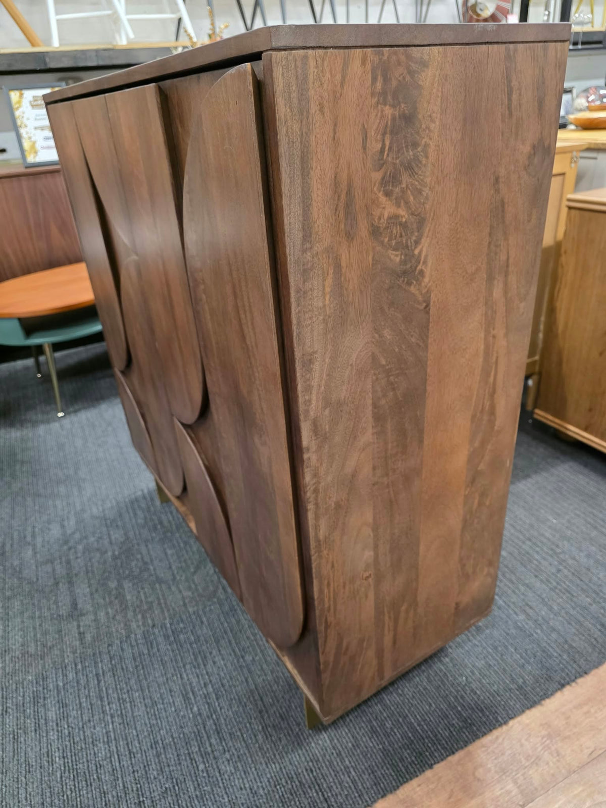 Dark Mango Wood Sculptural Cabinet with Brass Legs | Made.com Keala