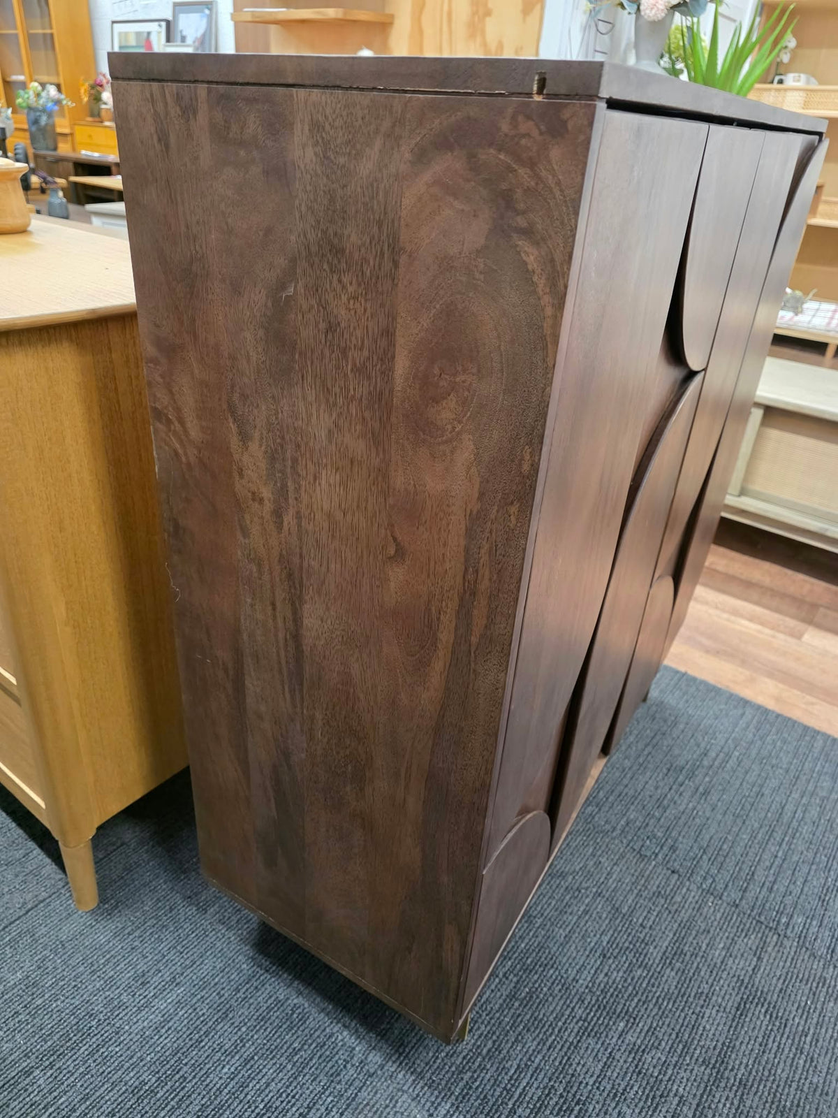 Dark Mango Wood Sculptural Cabinet with Brass Legs | Made.com Keala