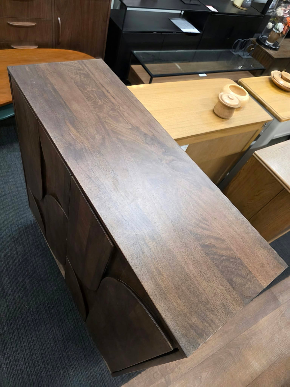 Dark Mango Wood Sculptural Cabinet with Brass Legs | Made.com Keala