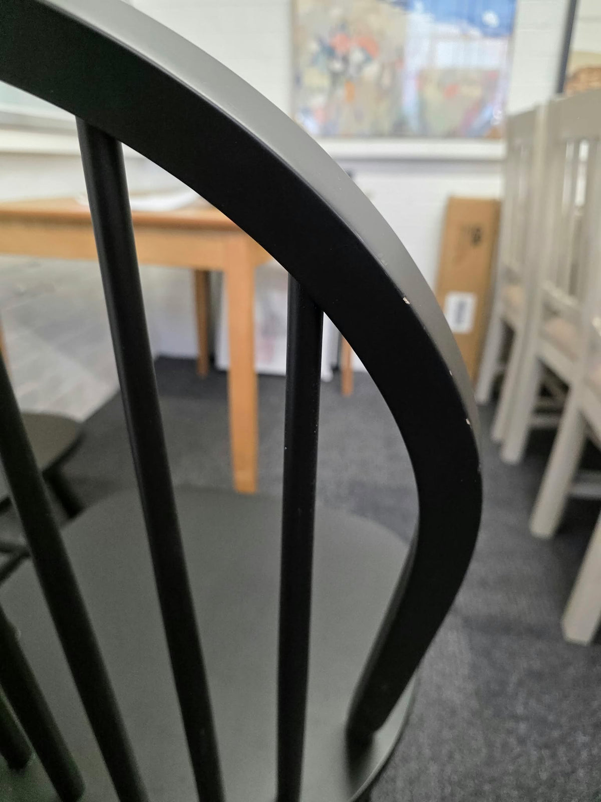 Set of 4 Black Windsor Spindle Back Wooden Dining Chairs