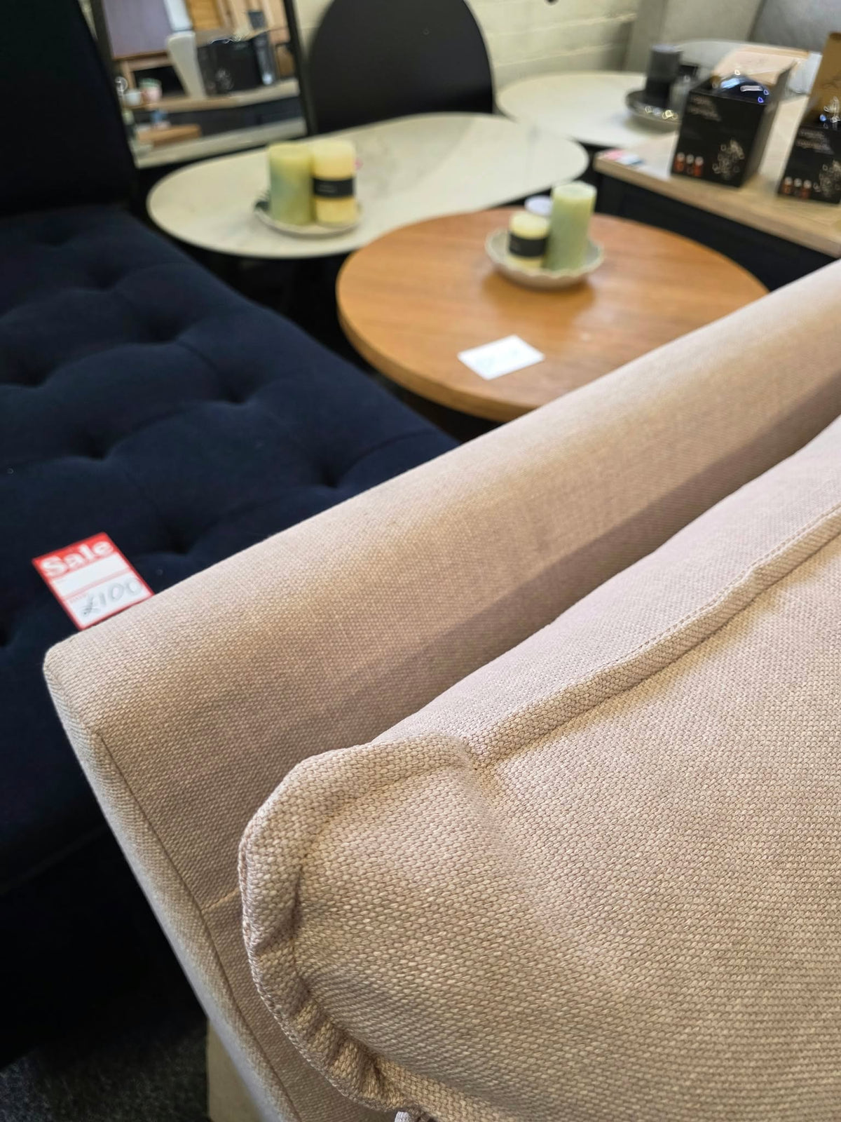 Pale Pink Armless 2 Seater Sofa, British Handmade | Willow & Hall Deverill