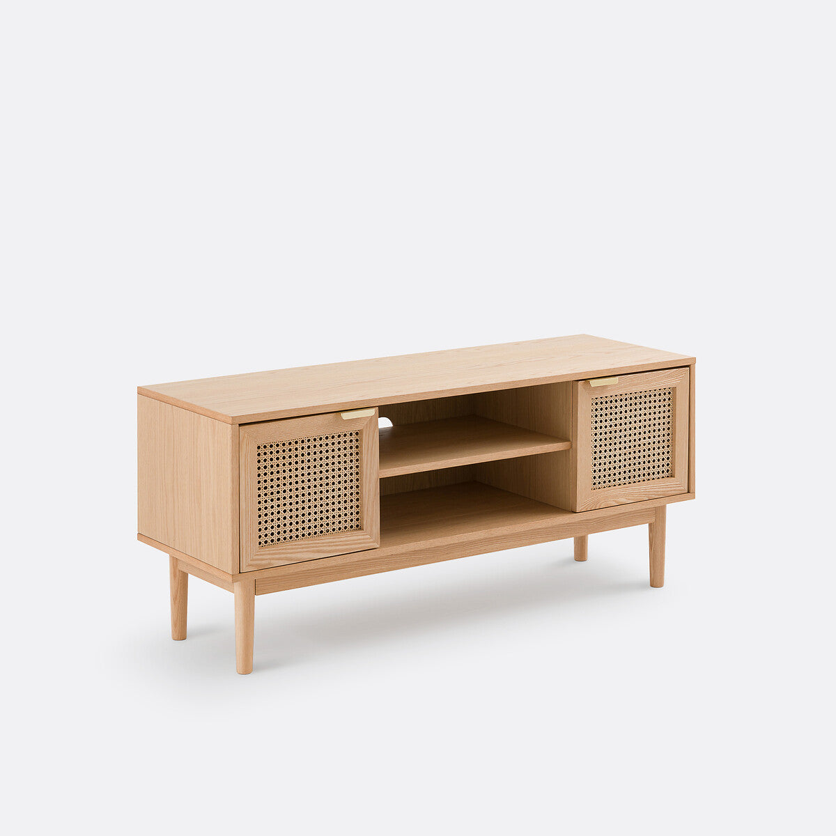 Oak and Rattan Tv Stand 120cm