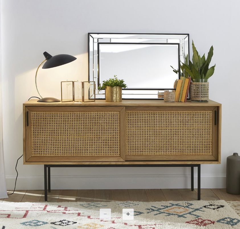 Oak & Rattan Sideboard Sliding Door RRP £1050