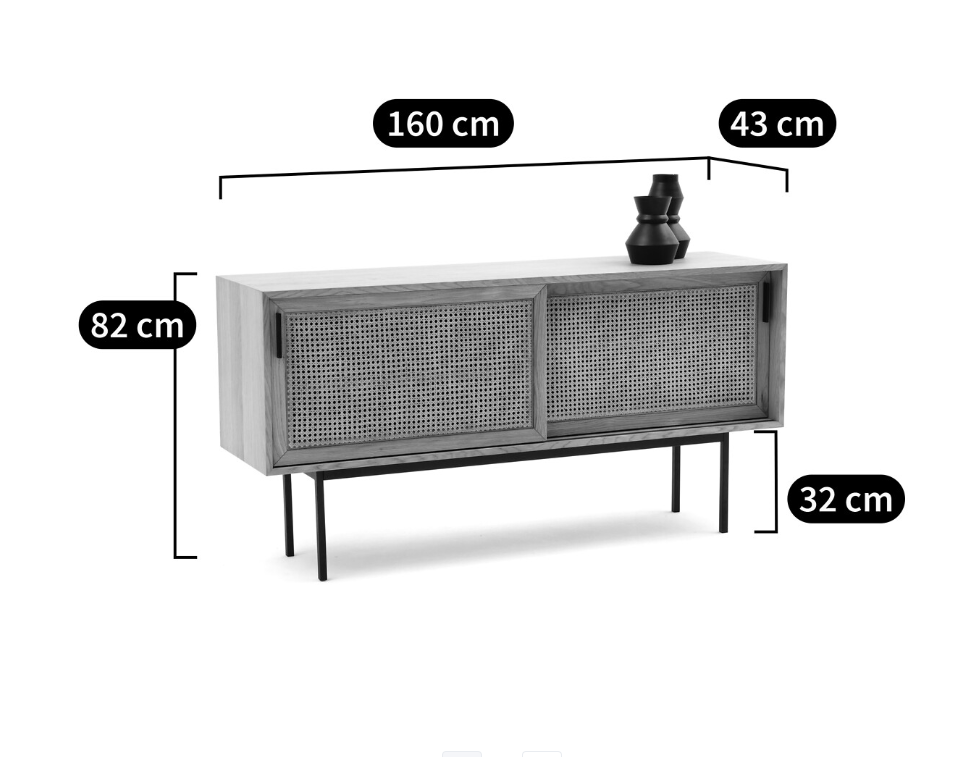 Oak & Rattan Sideboard Sliding Door RRP £1050