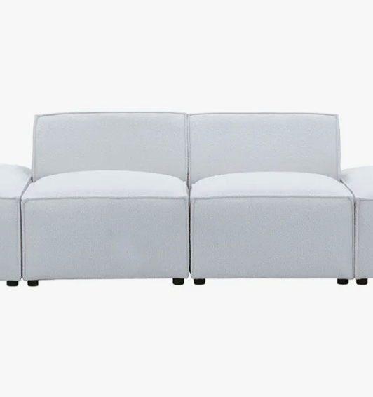 2 seater modular sofa / Cloud Grey Teddy / Boucle