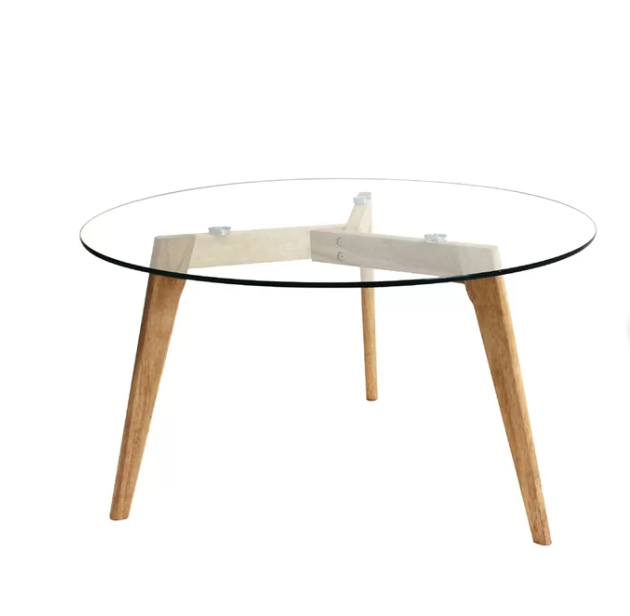 Coffee Table Glass And Oak Round