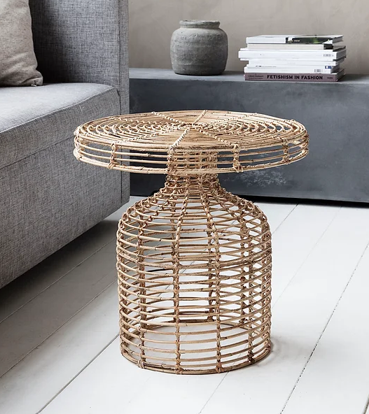 Round Rattan Side Table