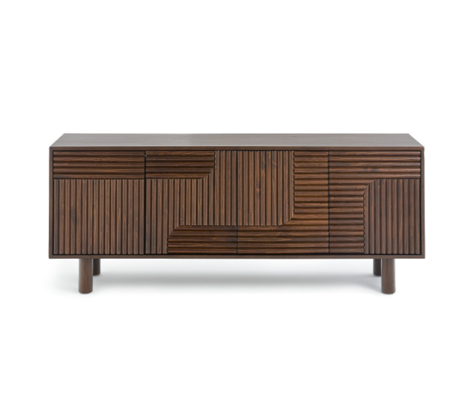 Dark Solid Wood 4-Door Sideboard Grooved front / La Redoute Sevan RRP £1250