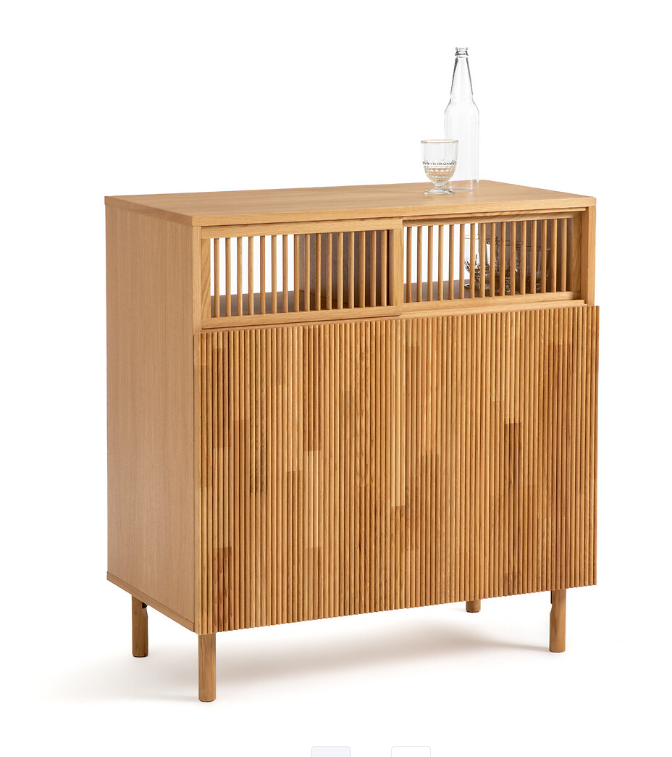 Oak High Drink Cabinet Bar / Groove wood front