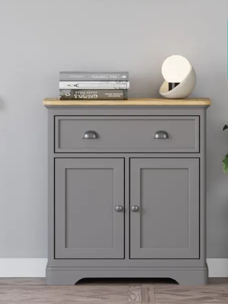 Grey and Oak Small Cabinet