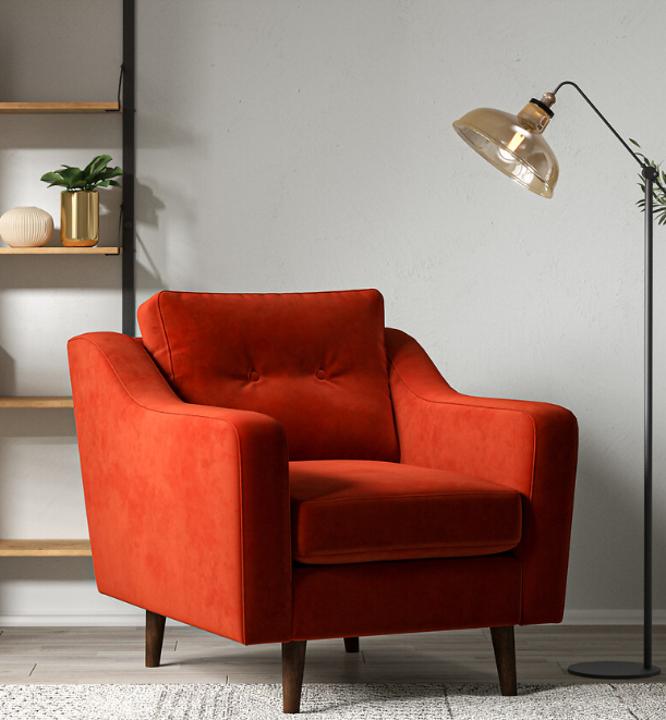 Velvet Burnt Orange Armchair RRP £750