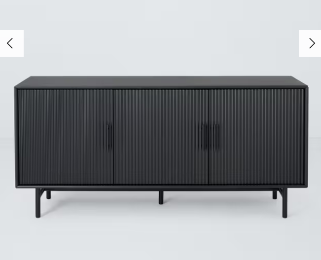 Black Large Sideboard with Fluted / Ribbed / Ridge doors