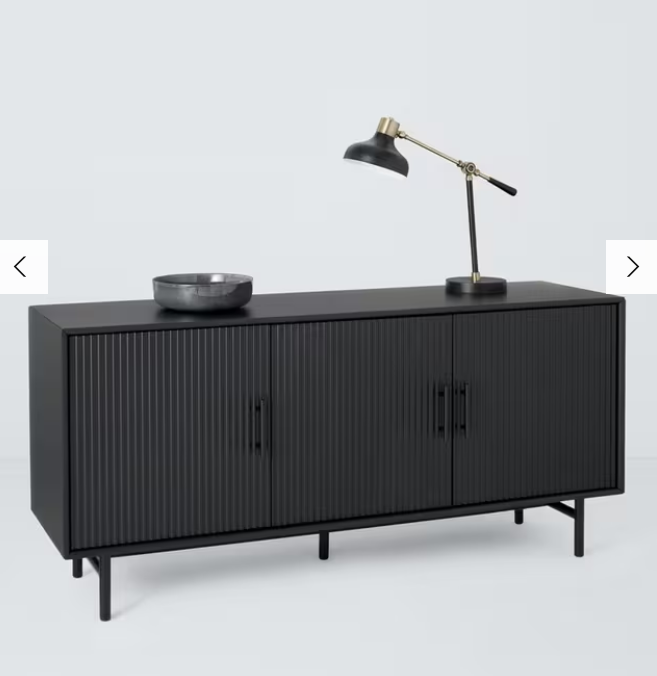 Black Large Sideboard with Fluted / Ribbed / Ridge doors