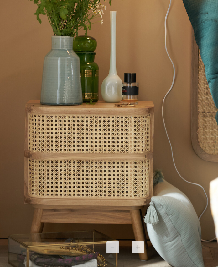 Cane Bedside Table with 1 Drawer / La Redoute Laora