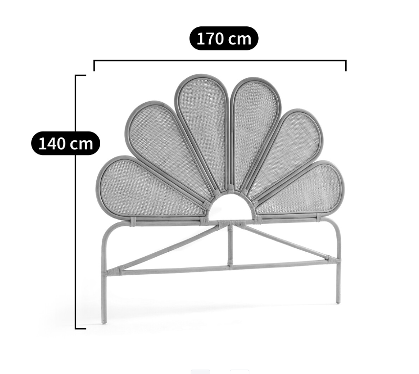 Vintage style KIng Rattan Headboard  / Sunburst Style La Redoute Flores