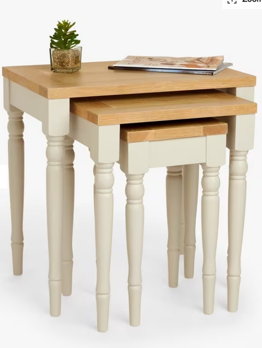 Nest of 3 tables, Oak and Cream / John Lewis Foxmoor RRP £299