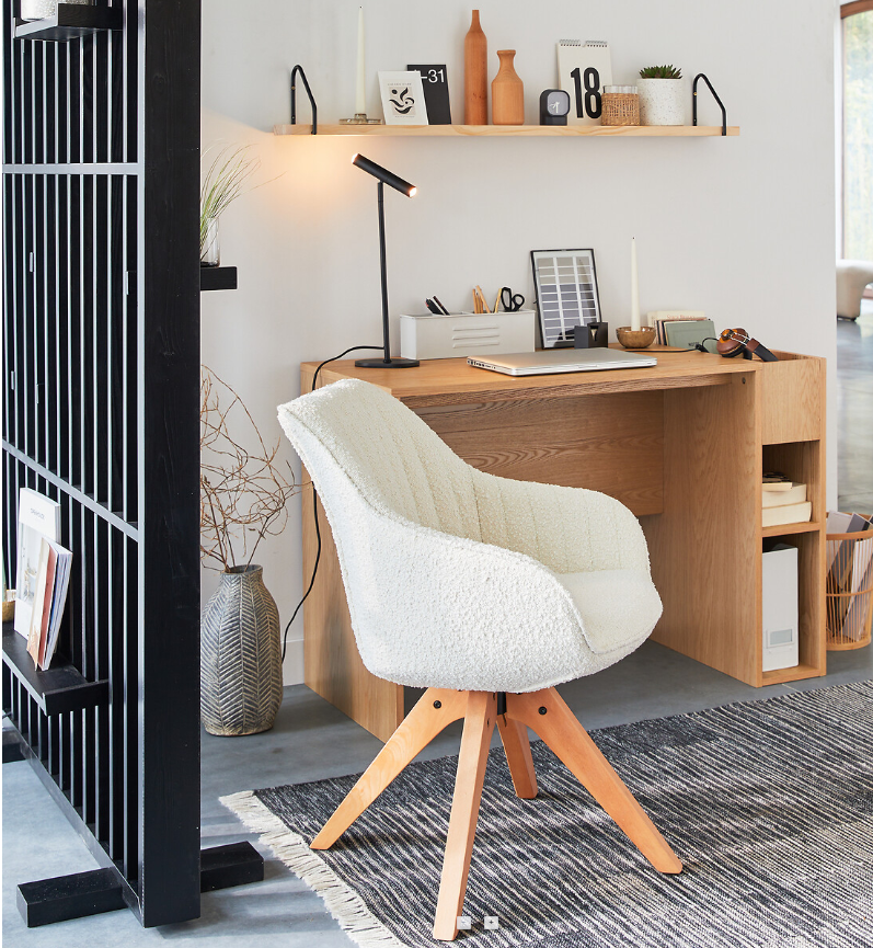 Freestanding room divider with shelves / Solid Wood Black / La Redoute Mineva