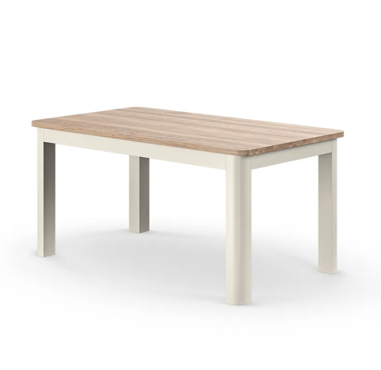 Dining Table / Solid Wood- Smoked Oak and Stone Light Cream Painted / OAK FURNITURELAND OTTO