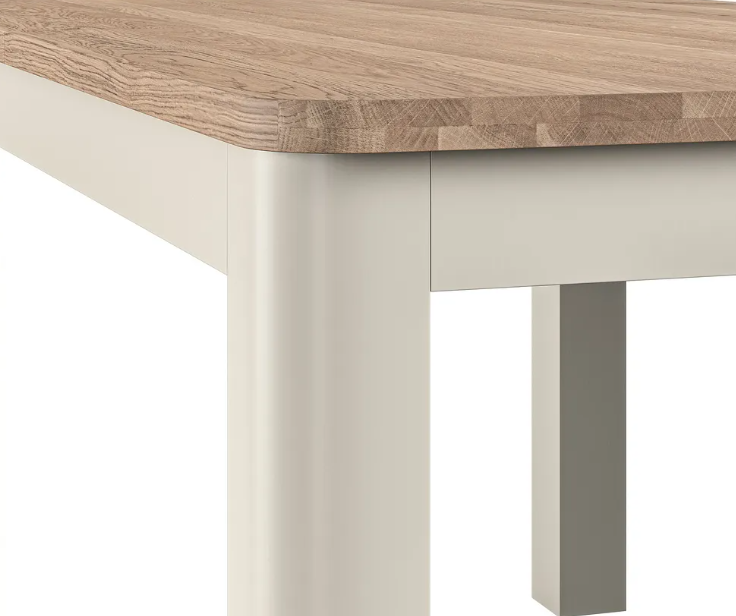 Extending Dining Table / Solid Wood- Smoked Oak and Stone Light Cream Painted / OAK FURNITURELAND OTTO