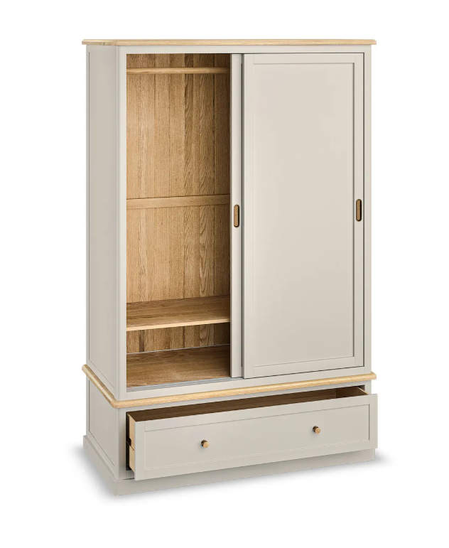 Solid Wood Double Wardrobe / Grey and Oak Wood / Oak Furnitureland Henley