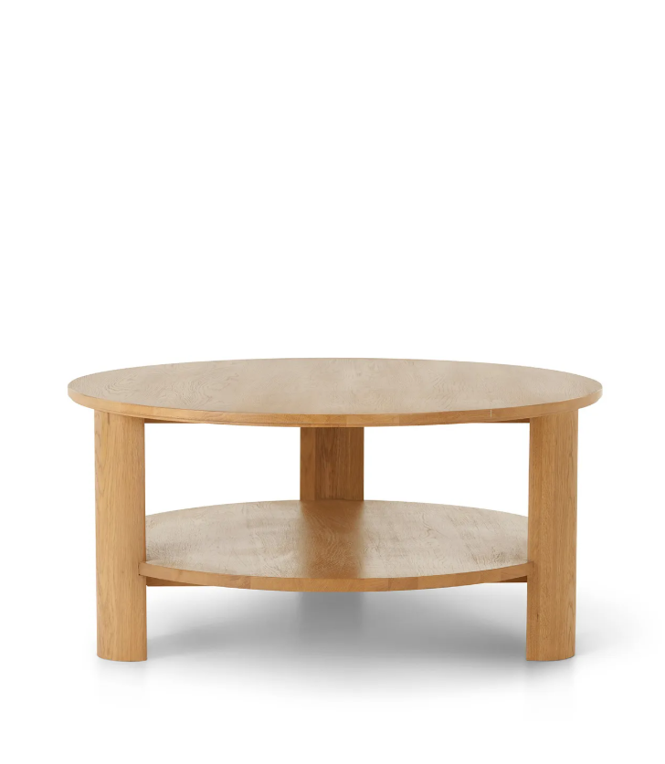 Solid Oak Round Coffee Table with storage