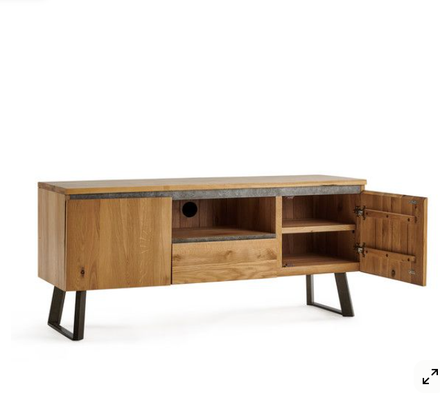 Solid wood and metal TV stand