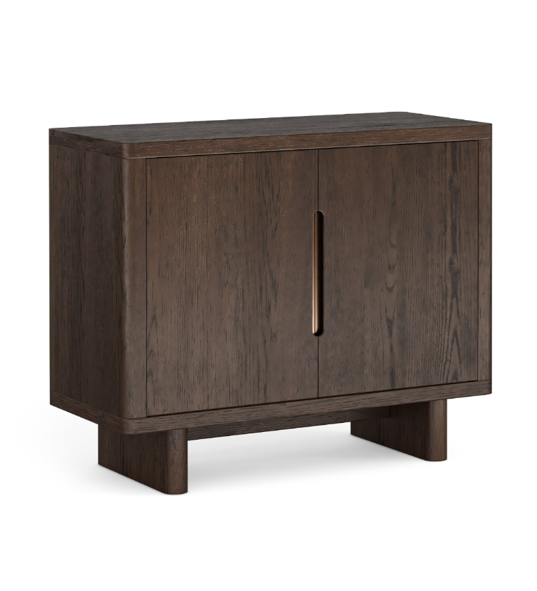 Dark Wood Walnut 2 Door Cupboard / Small Sideboard