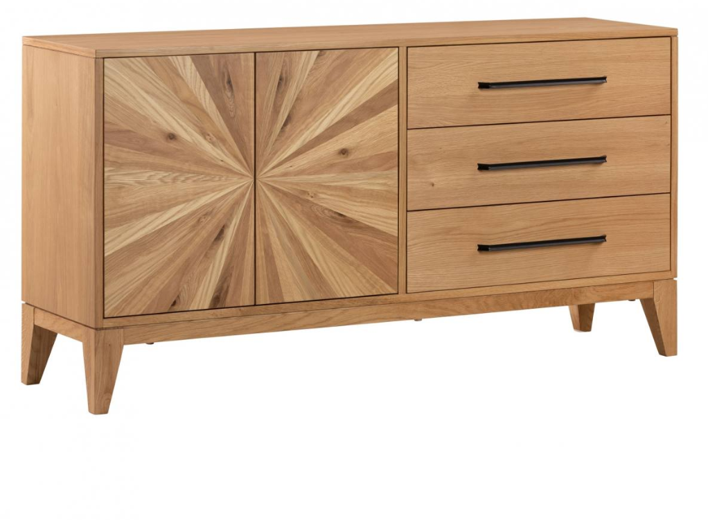 Oak Sideboard / Wood and metal Black / 2 Doors and 3 drawers