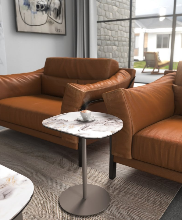 Marble Effect Stone Side Table