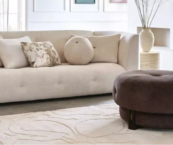 Brown Mocha Round Swivel Footsool / DFS Ted Baker Grove