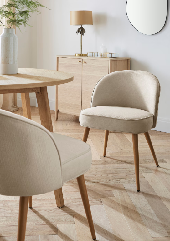 Light Cream and Oak Effect Legs / Set of 2