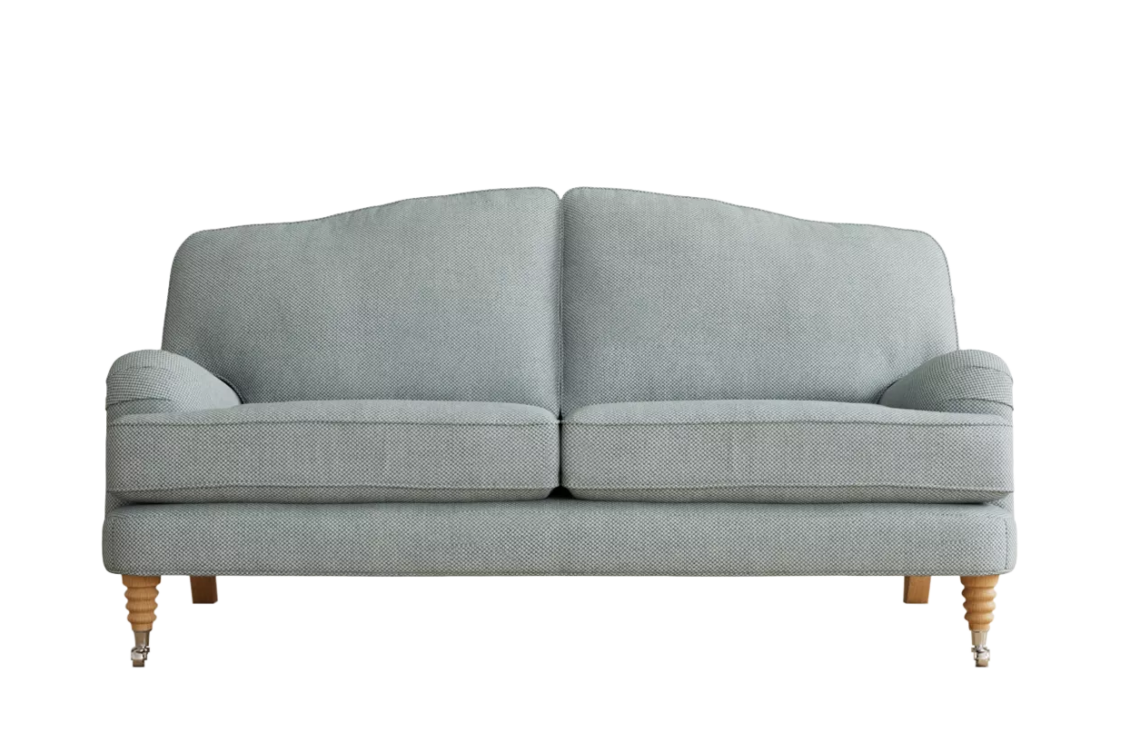 Medium 2 Seater Sofa / Pale Blue and Oak / John Lewis Laura Ashley Lynden