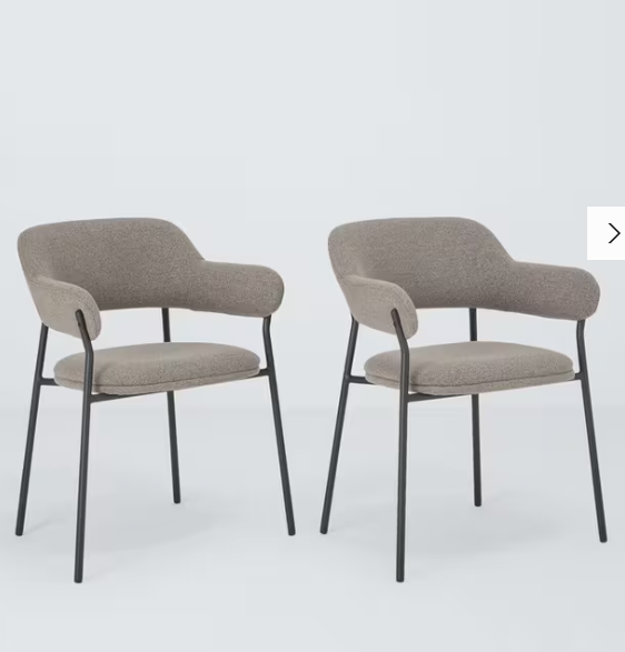 Wise Dining Armchair, Set of 2, Grey and Black Metal