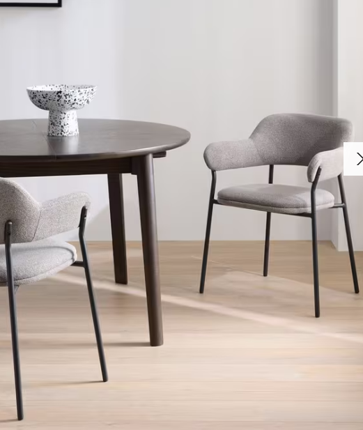 Wise Dining Armchair, Set of 2, Grey and Black Metal