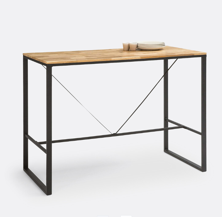 Oak and Steel 4-6 Seater High Bar Table