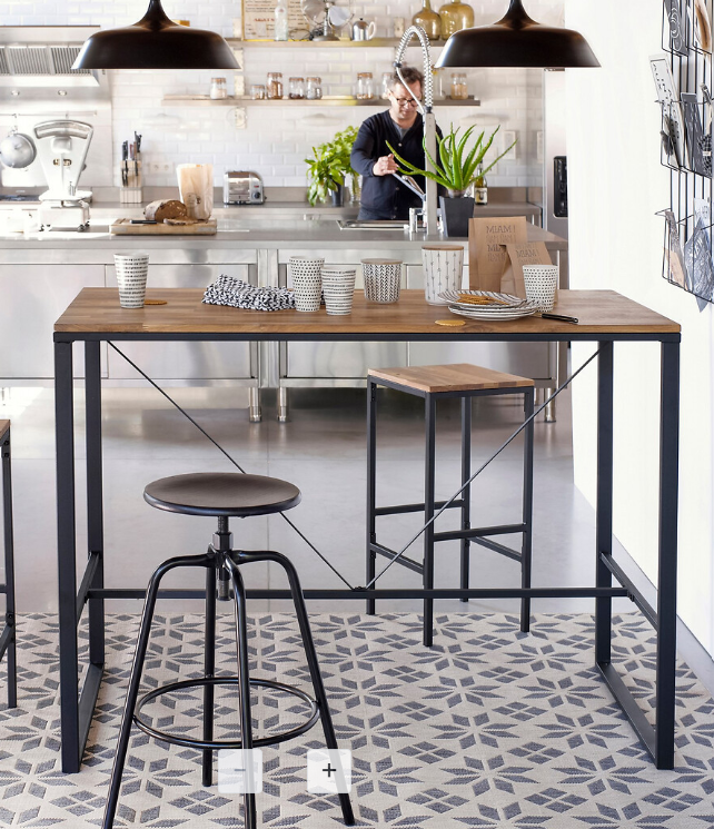Oak and Steel 4-6 Seater High Bar Table