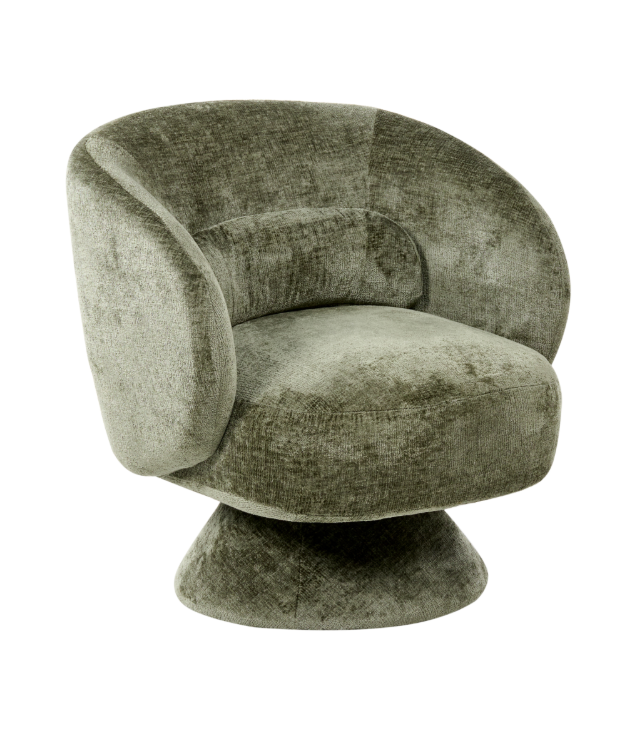 Olive Green Swivel Armchair  / Chenille  Fabric