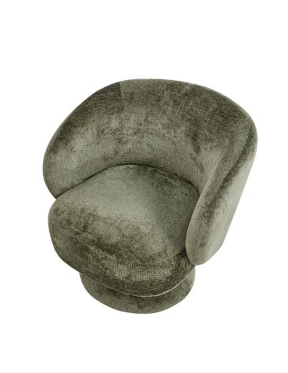 Olive Green Swivel Armchair  / Chenille  Fabric