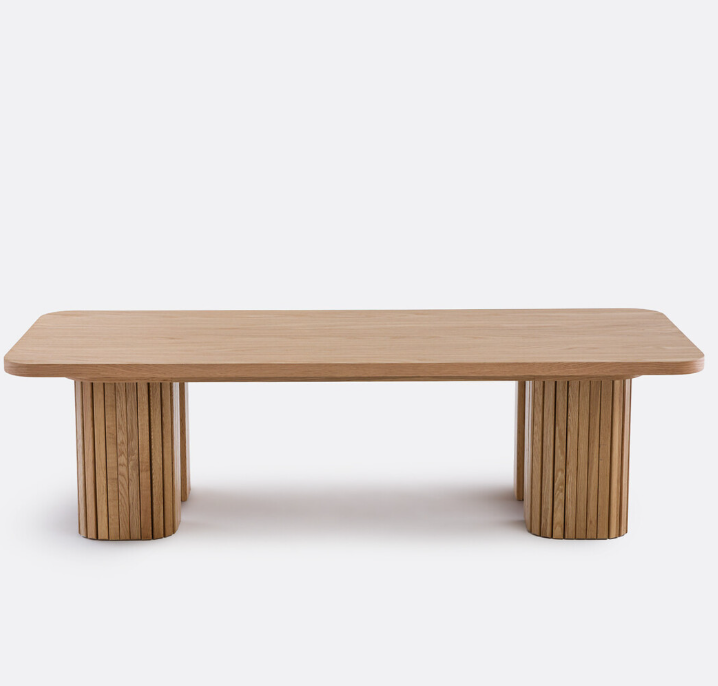 Large Oak Coffee Table with Slatted Legs