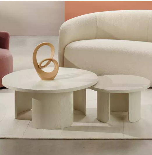 White Large Round Nest of Tables