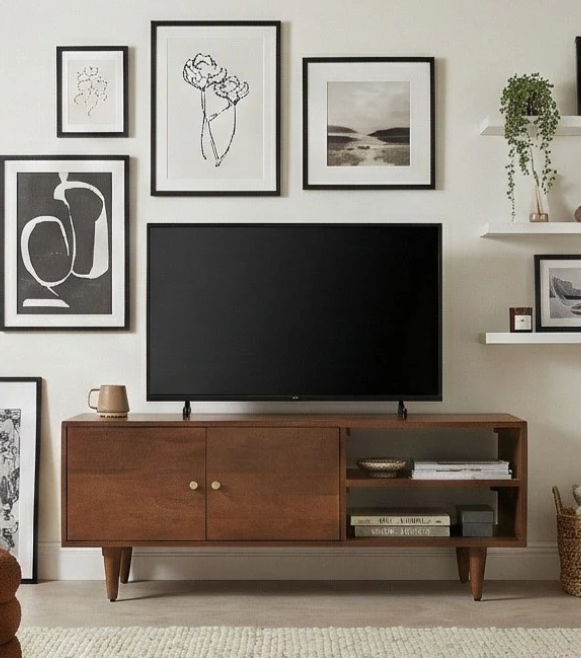 Dark Solid Mango Wood TV Stand / Media Stand