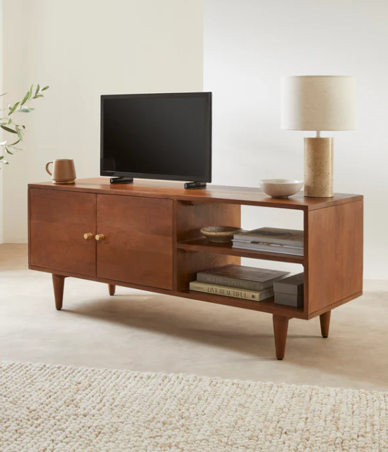 Dark Solid Mango Wood TV Stand / Media Stand